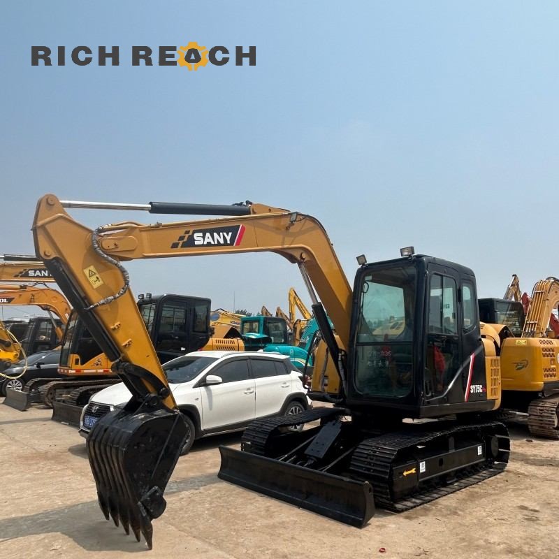 Cab interior and joystick controls of a 2020 SANY 75C excavator priced at $16,667